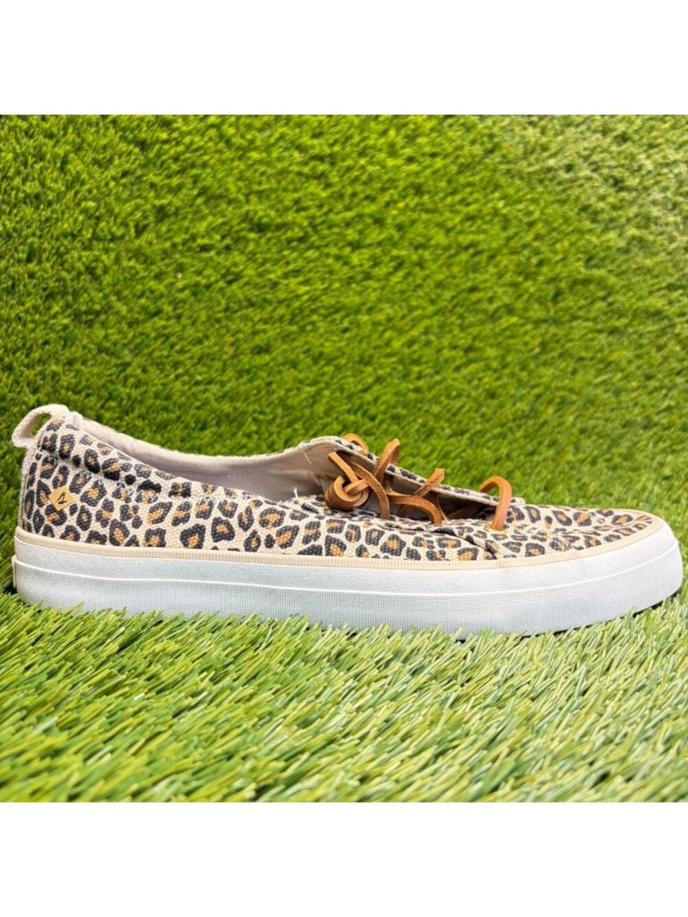Sperry Top Sider Crest Vibe Cheetah Women Size 10 Beige Casual Loafer Boat Shoes